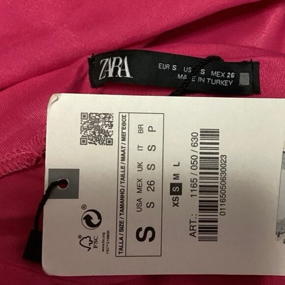 New Zara Women's Pink Silk Satin Cowl Neck Sleeveless Crop Camisole Tank Top S - Picture 3 of 4